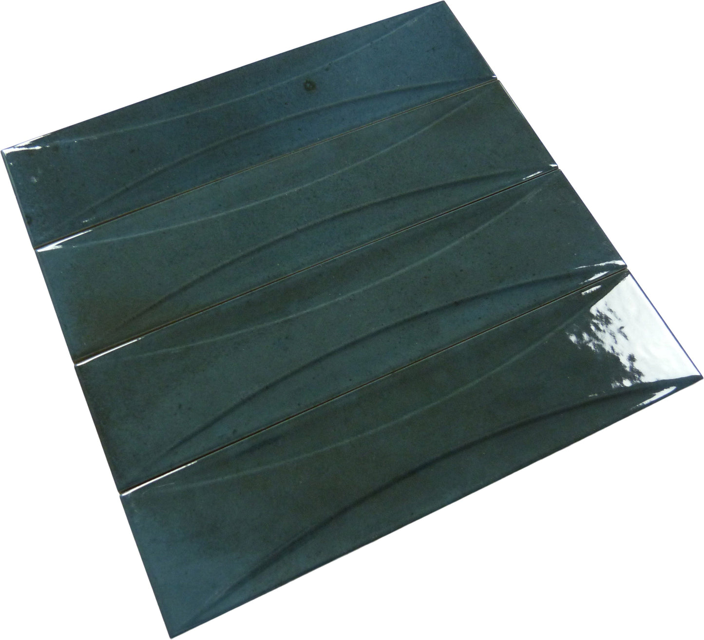 Boutique Prussian Blue Relief 3x12 Porcelain Tile Ocean Pool Mosaics
