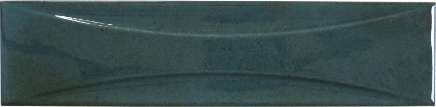Boutique Prussian Blue Relief 3x12 Porcelain Tile Ocean Pool Mosaics