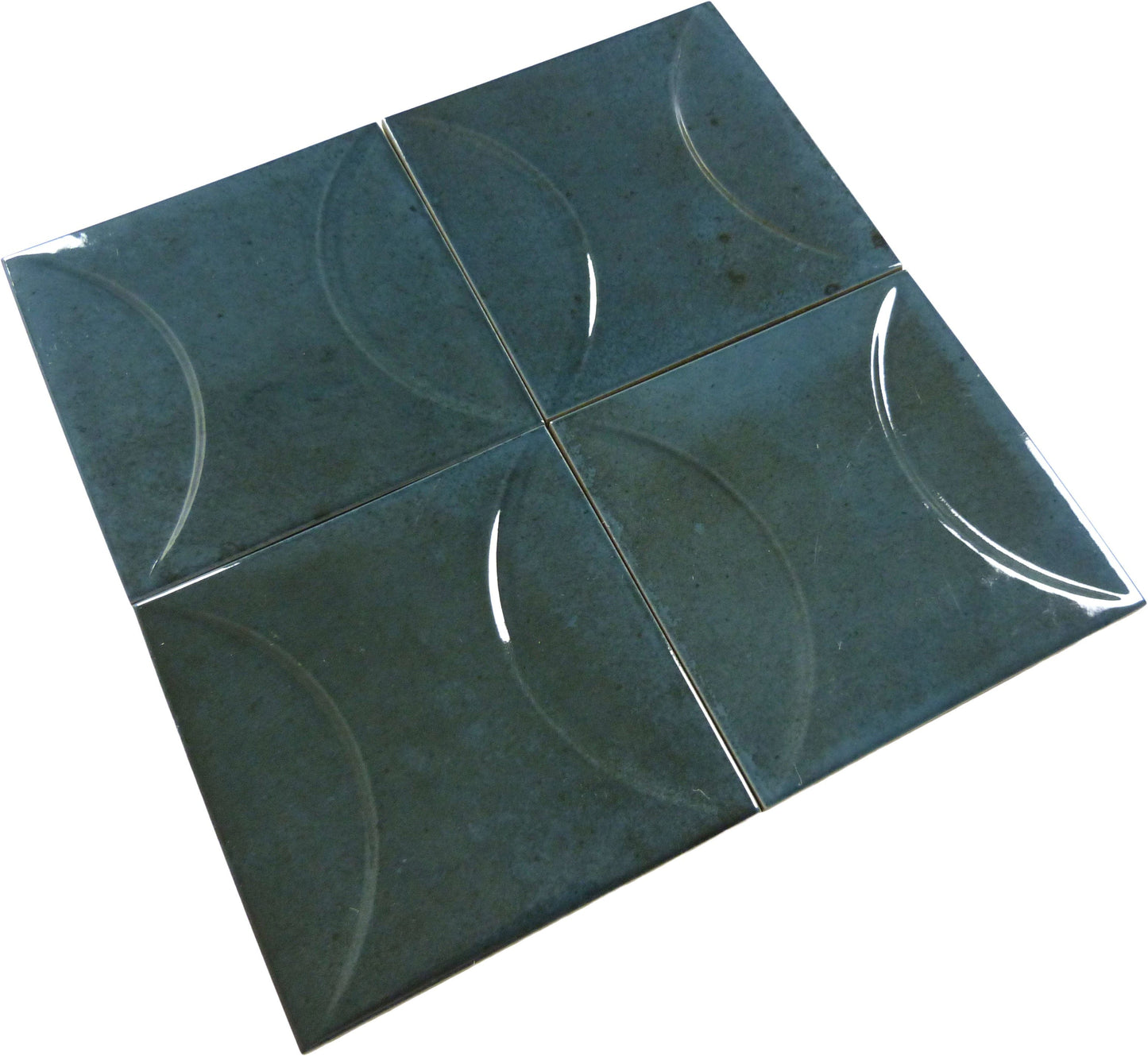 Boutique Prussian Blue Relief 6x6 Porcelain Tile Ocean Pool Mosaics