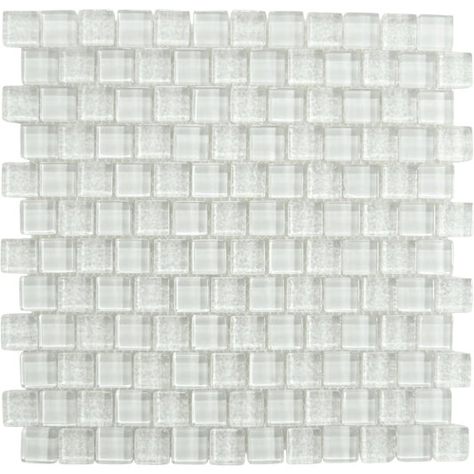 Bright White 1x1 Offset Glass Tile Ocean Pool Mosaics