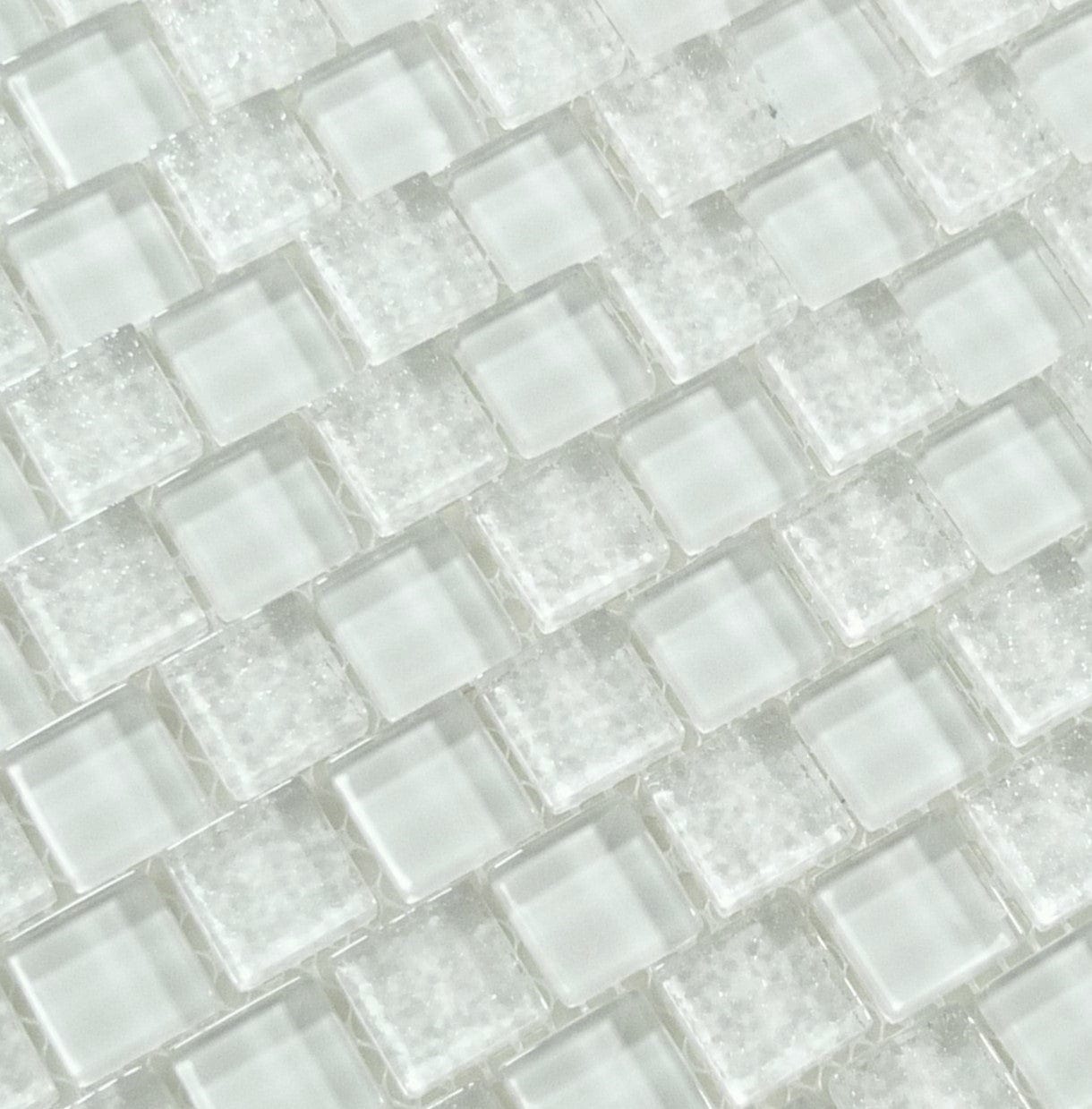 Bright White 1x1 Offset Glass Tile Ocean Pool Mosaics