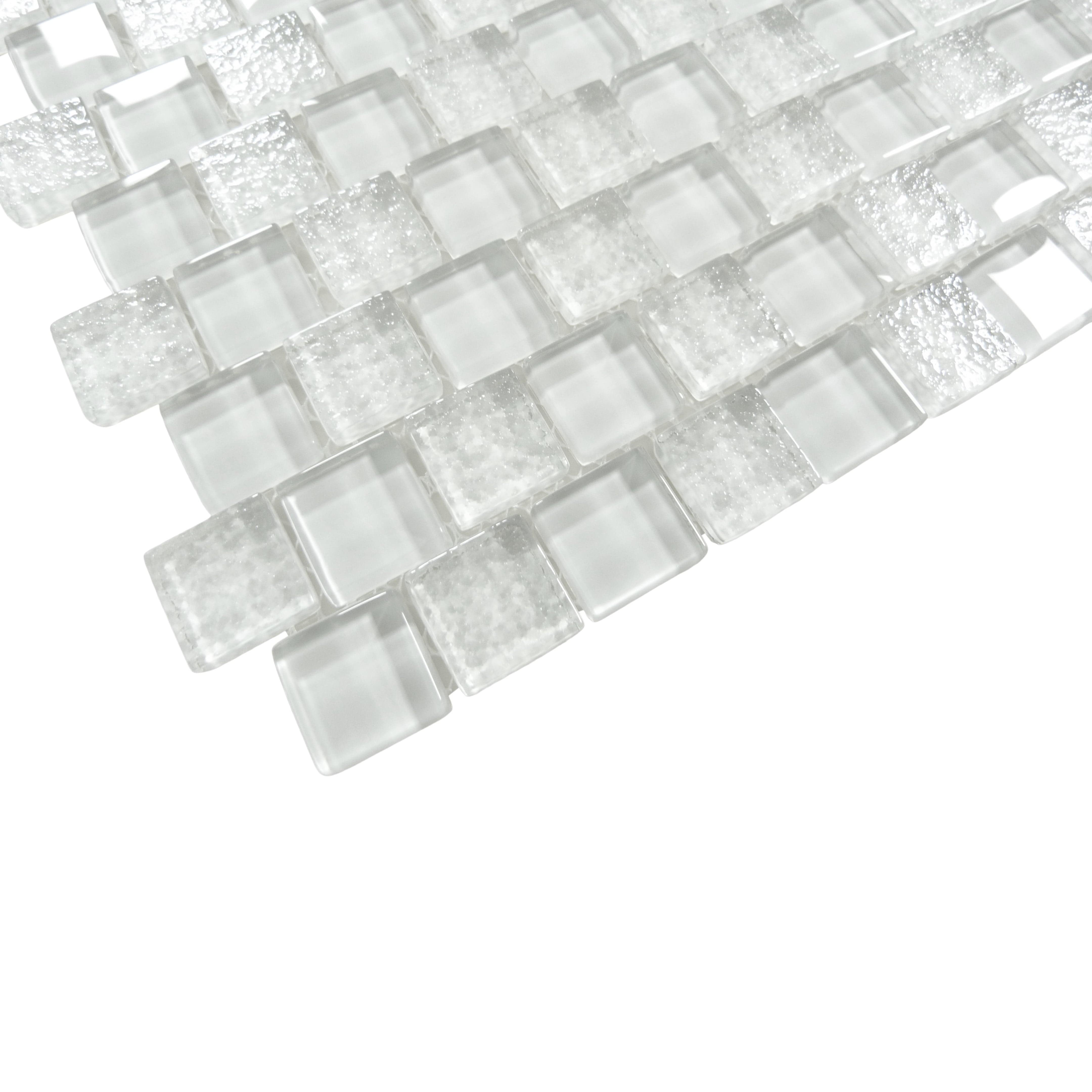 Bright White 1x1 Offset Glass Tile Ocean Pool Mosaics