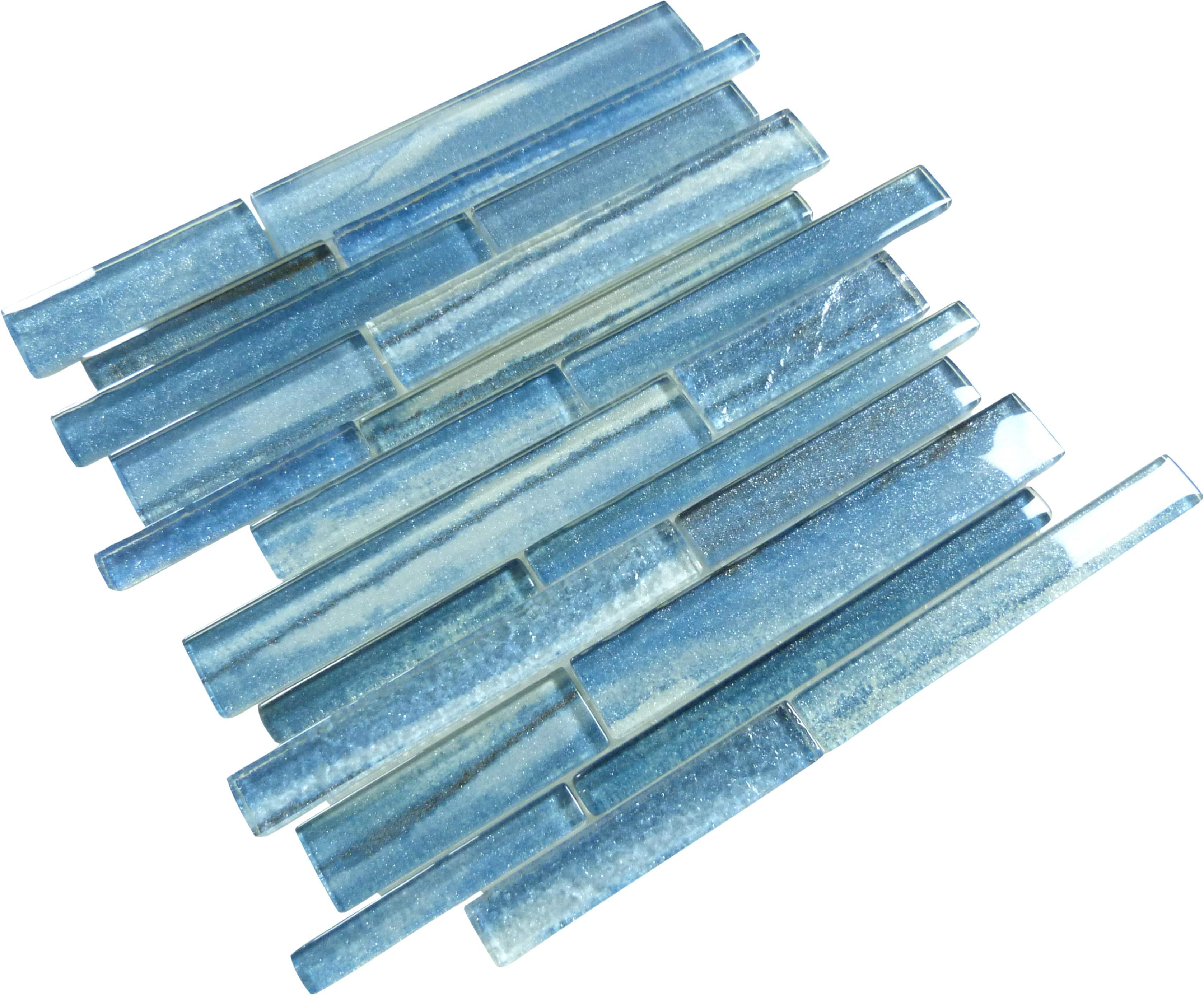 Coastal Sands Aquamarine Glossy Glass Tile Ocean Pool Mosaics