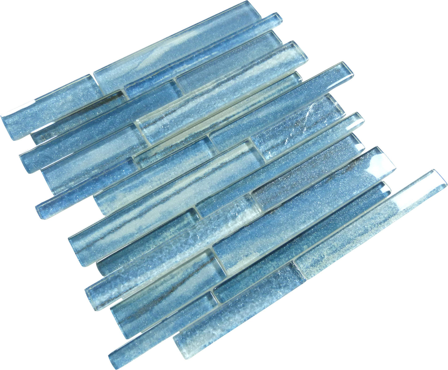 Coastal Sands Aquamarine Glossy Glass Tile Ocean Pool Mosaics