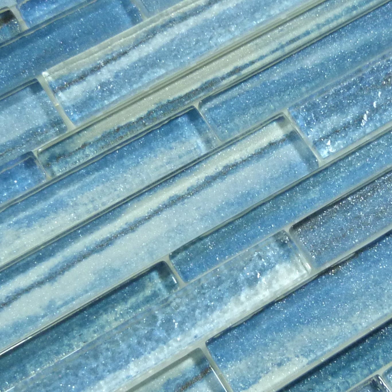 Coastal Sands Aquamarine Glossy Glass Tile Ocean Pool Mosaics