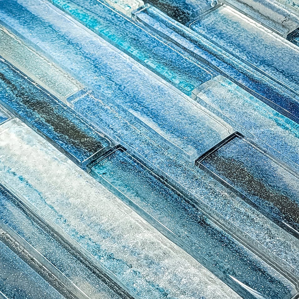 Coastal Sands Tidal Blue Glossy Glass Tile Ocean Pool Mosaics