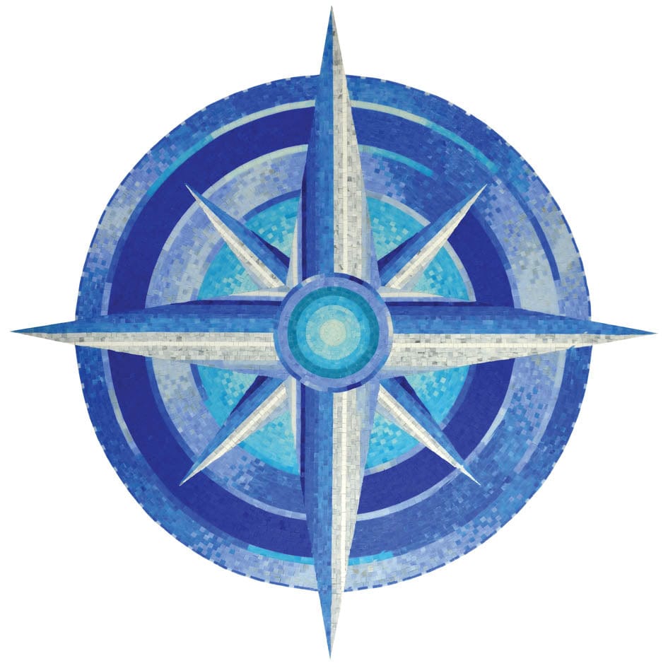 Compass 60x60 Glass Mosaics Pool Tile Ocean Pool Mosaics