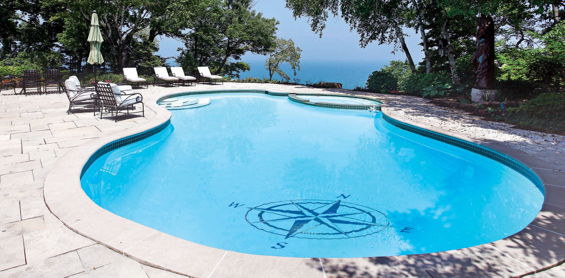 Compass Rose 73x74 Ceramic Mosaics Pool Tile Ocean Pool Mosaics