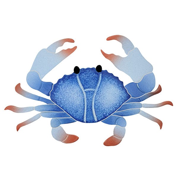 Crab 8" Blue Ceramic Mosaics Pool Tile Ocean Pool Mosaics