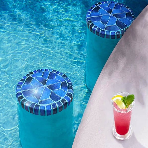 Crystal Waters Deep Sea 12.5" Barstool Tops Ocean Pool Mosaics