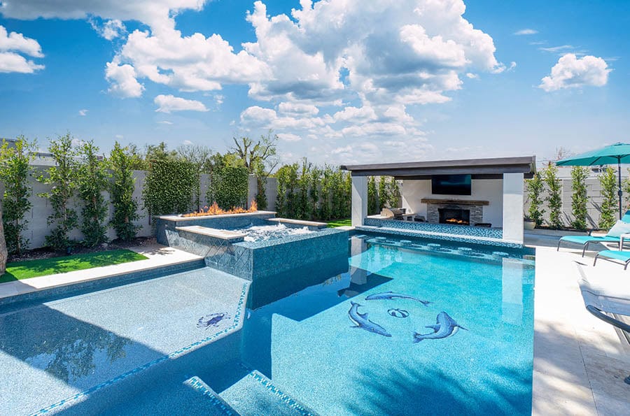 Dolphin Group Blue 42x42 Ceramic Mosaics Pool Tile Ocean Pool Mosaics