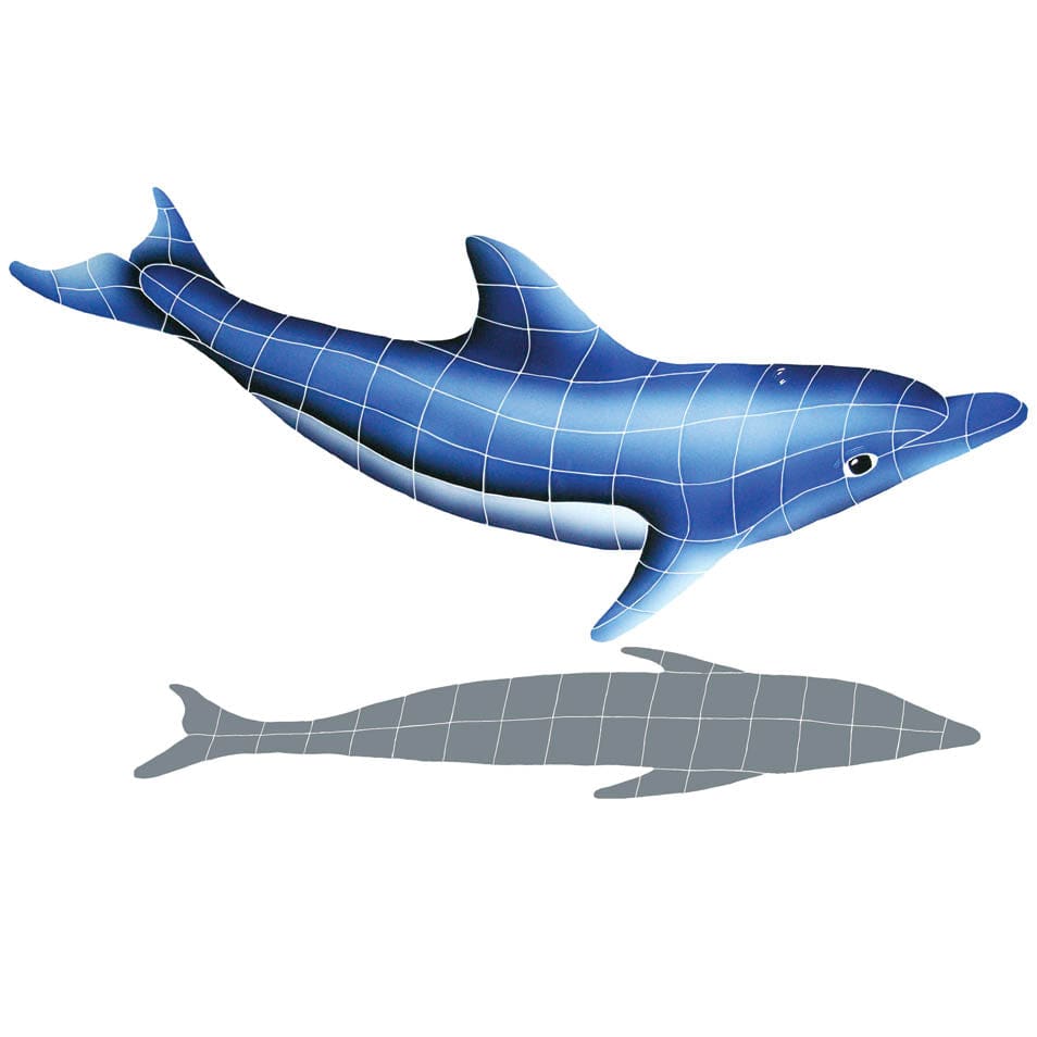 Dolphin in the Sun with Shadow 26x42 Ceramic Mosaics Pool Tile Ocean Pool Mosaics