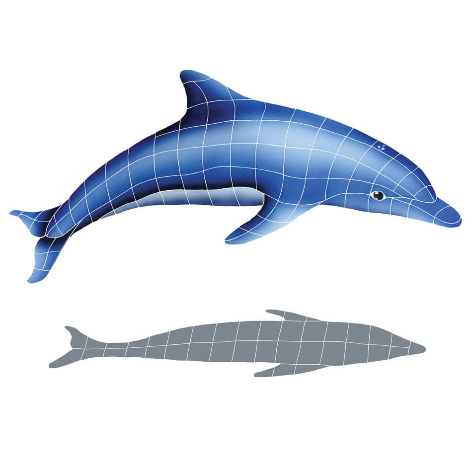Dolphin in the Sun with Shadow Ceramic Mosaics Pool Tile Ocean Pool Mosaics