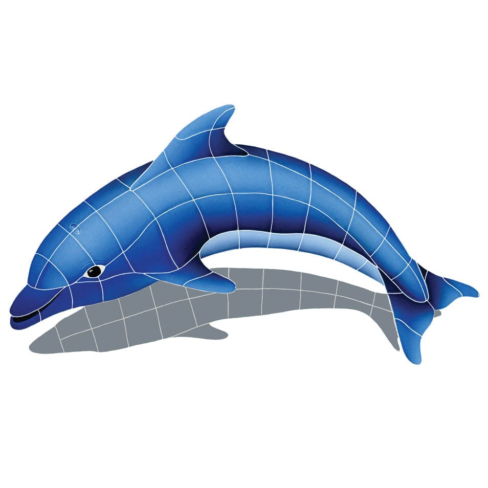 Dolphin Left 19x30 Ceramic Mosaics Pool Tile Ocean Pool Mosaics