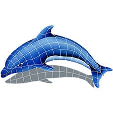 Dolphin with Shadow Left 25x40 Ceramic Mosaics Pool Tile Ocean Pool Mosaics
