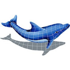 Dolphin with Shadow Right 22x40 Porcelain Mosaics Pool Tile Ocean Pool Mosaics