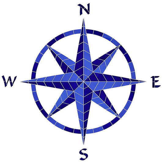 Eight Point Compass 42x41 Ceramic Mosaics Pool Tile Ocean Pool Mosaics