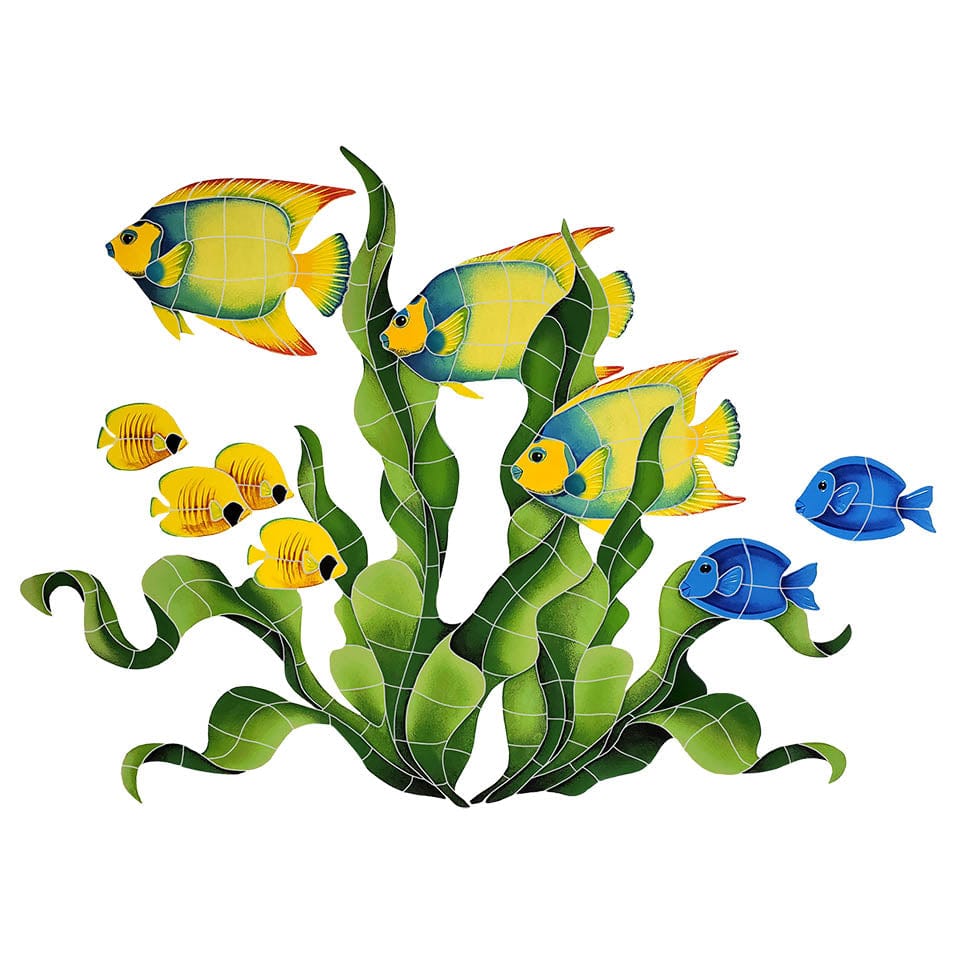 Fish Group 34x48 Ceramic Mosaics Pool Tile Ocean Pool Mosaics