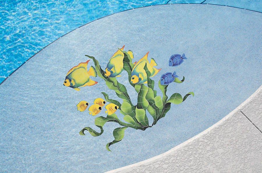 Fish Group 34x48 Ceramic Mosaics Pool Tile Ocean Pool Mosaics