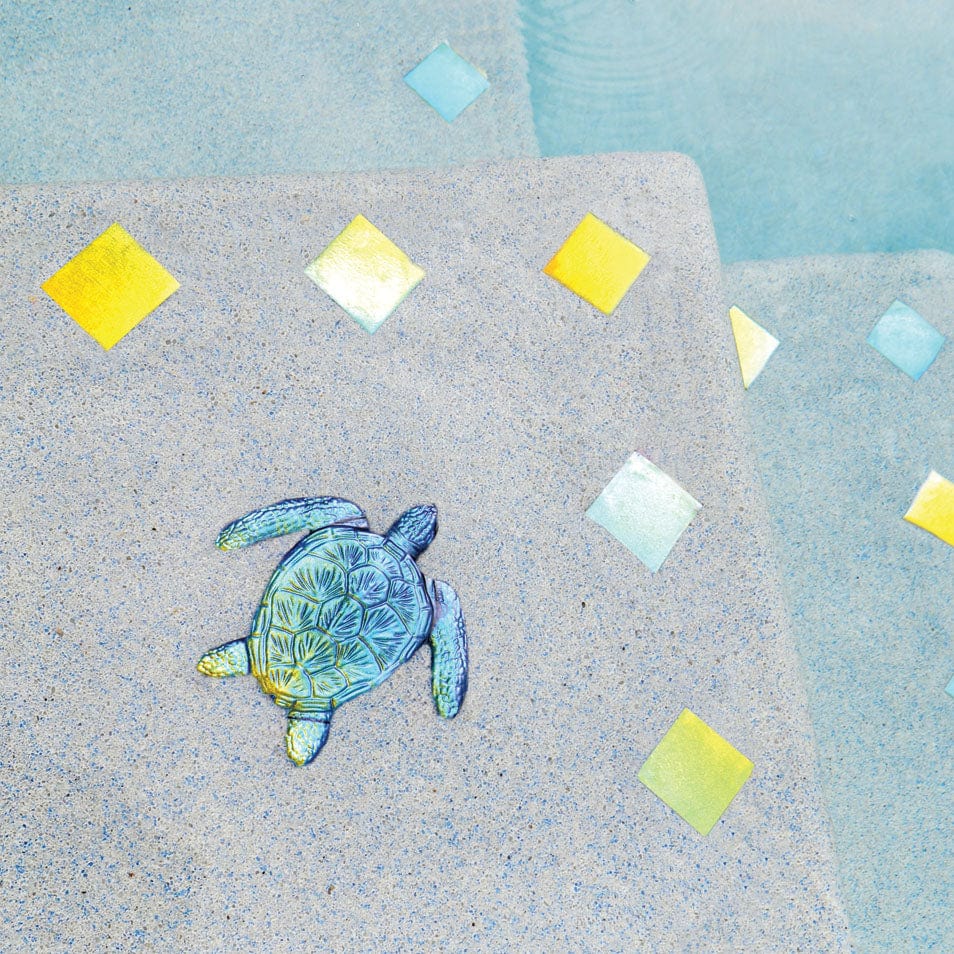 Fusion Loggerhead Turtle Rainbow 6" Porcelain Mosaics Pool Tile Ocean Pool Mosaics
