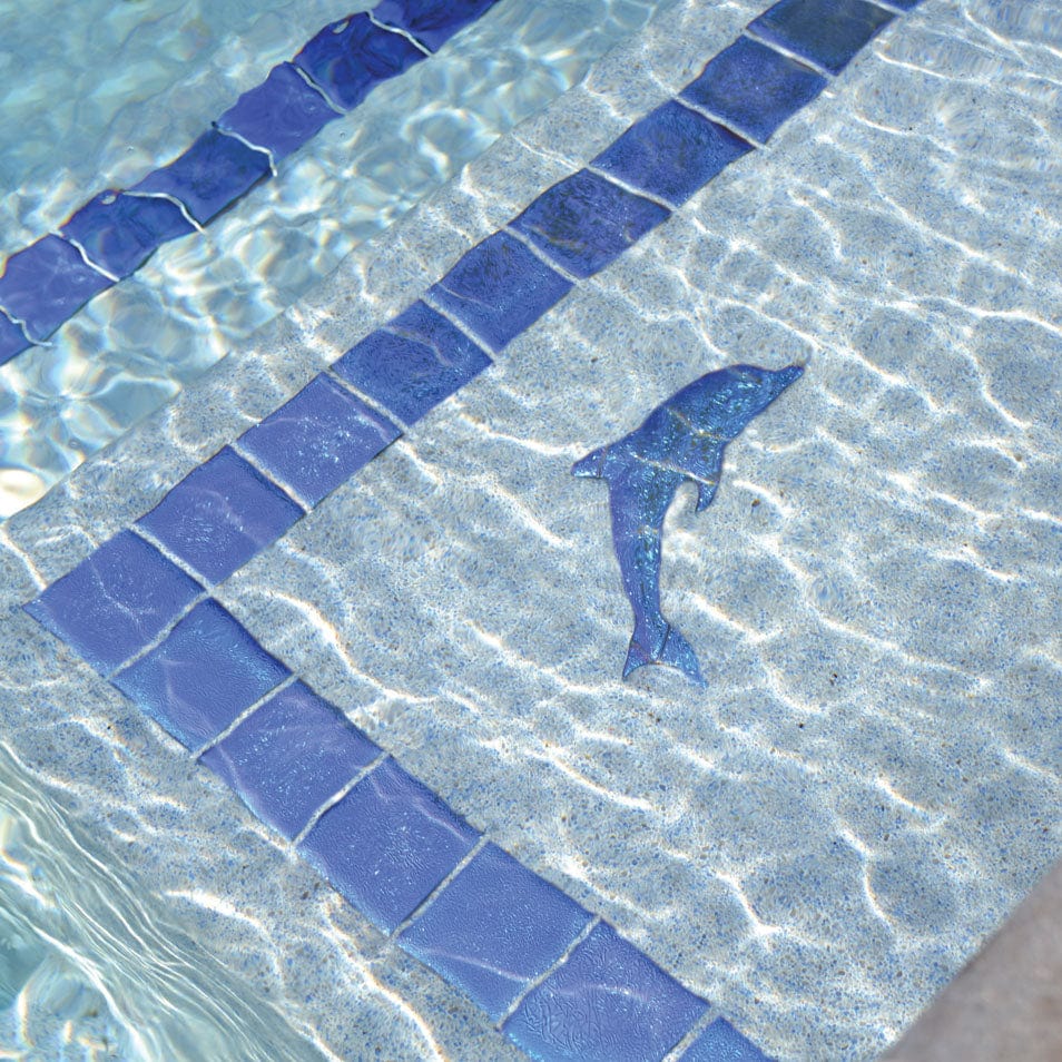 Fusion Mini Dolphin Sapphire 6" Porcelain Mosaics Pool Tile Ocean Pool Mosaics