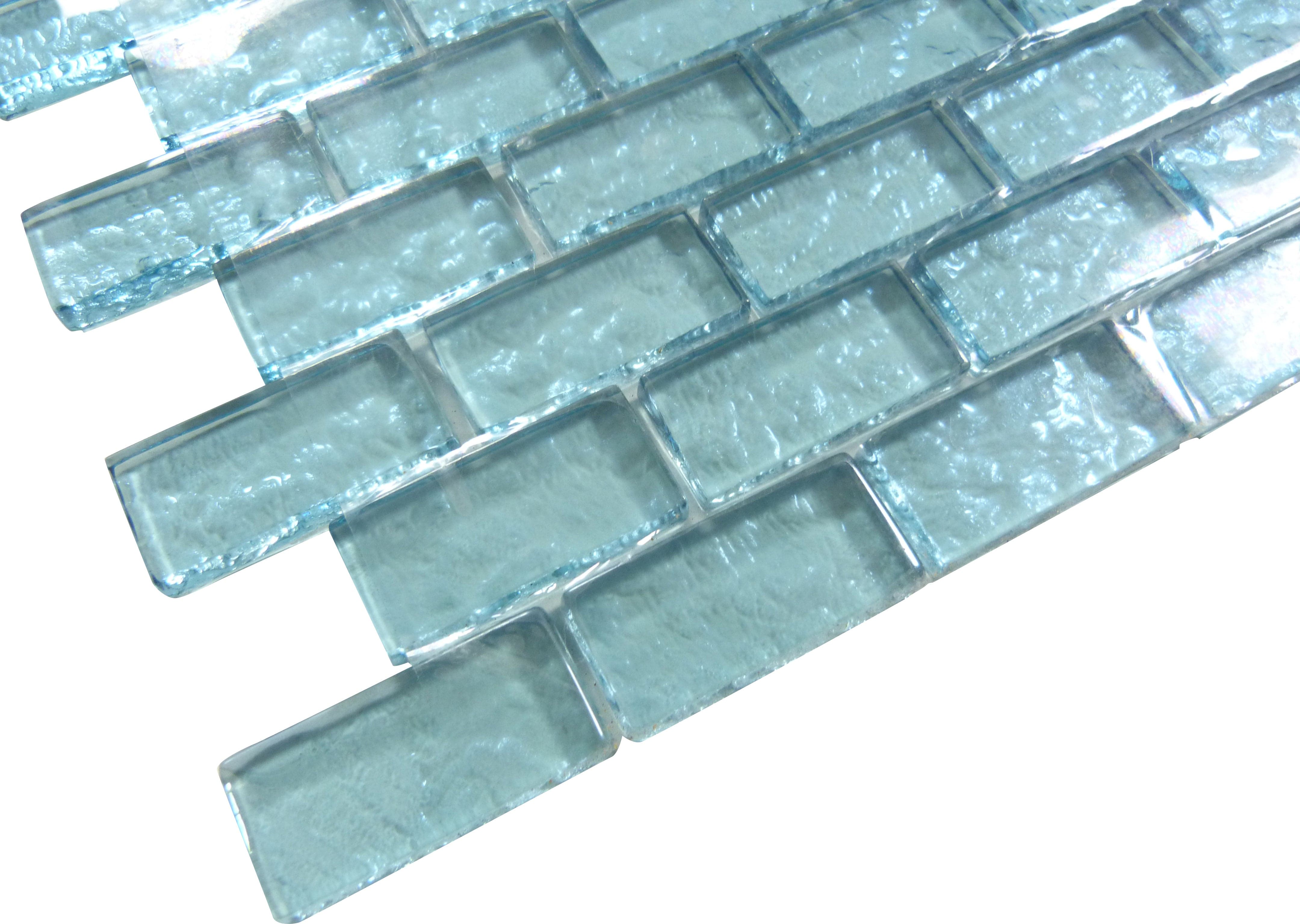 Galaxie Turquoise 1x2 Iridescent Glossy Glass Tile Ocean Pool Mosaics