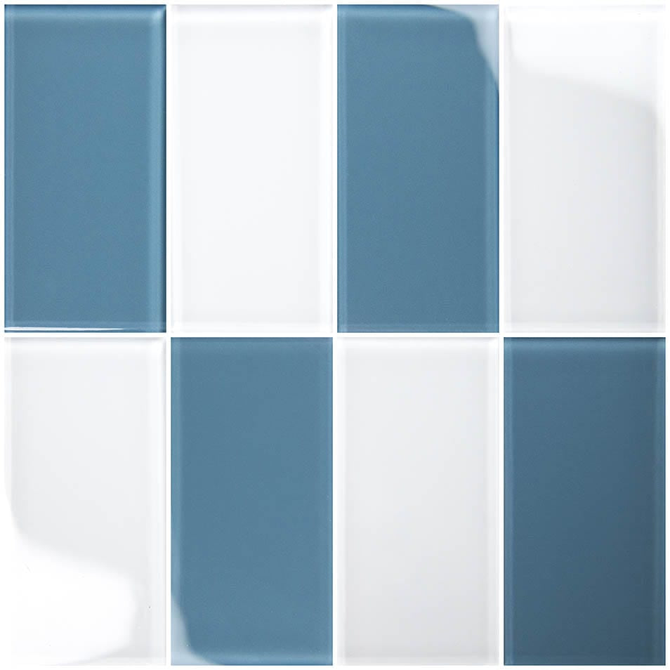 Hampton Series Slate Blue 3x6 Glass Tile Ocean Pool Mosaics