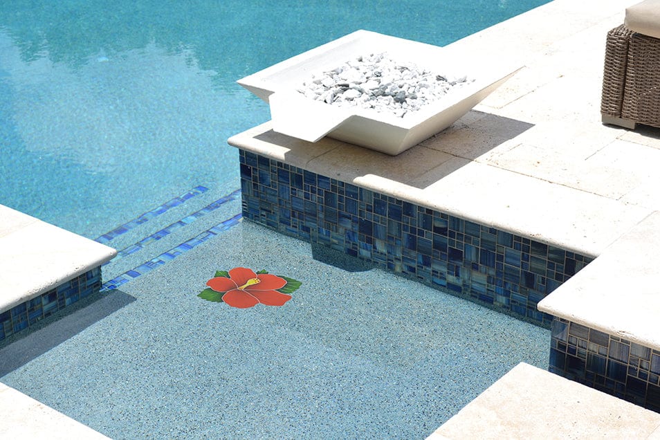 Hibiscus Red 9x10 Porcelain Mosaics Pool Tile Ocean Pool Mosaics