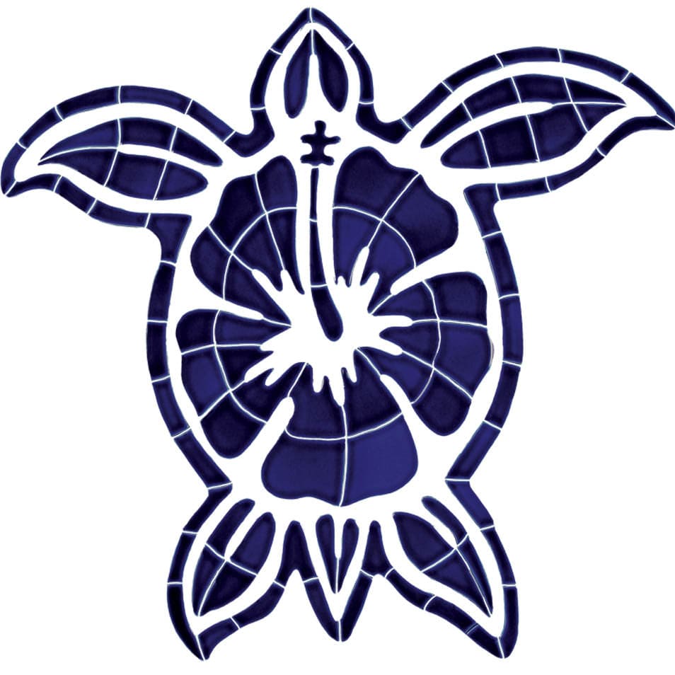 Hibiscus Turtle 9x10 Porcelain Mosaics Pool Tile Ocean Pool Mosaics