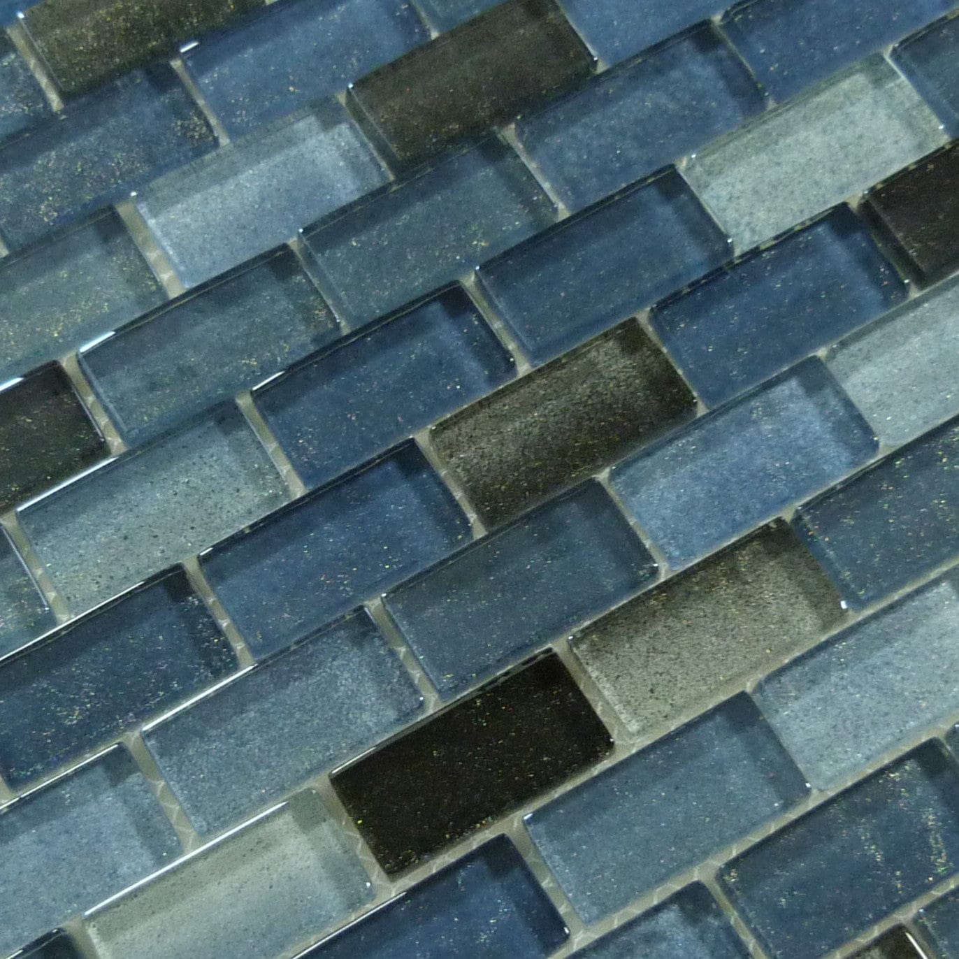 Lagoon Grey 1x2 Offset Glass Tile Ocean Pool Mosaics