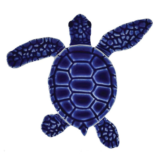 Loggerhead Turtle 4" Blue Porcelain Mosaics Pool Tile Ocean Pool Mosaics