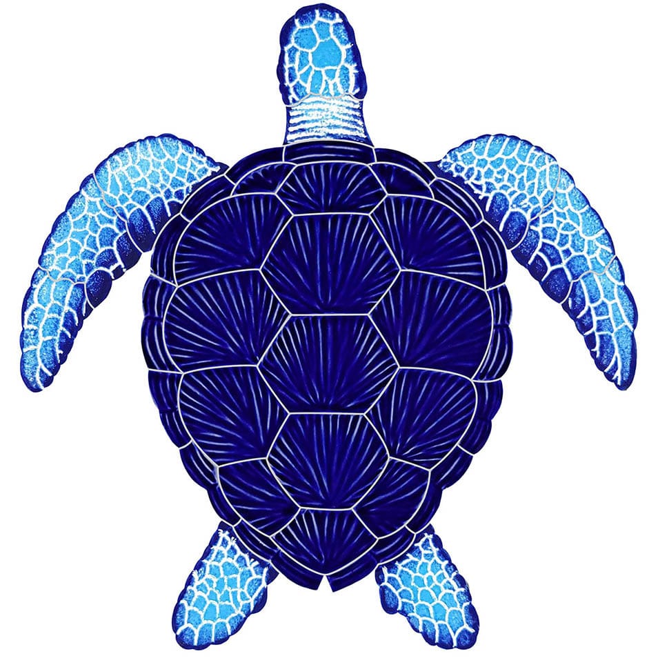 Loggerhead Turtle Blue 15x16 Porcelain Mosaics Pool Tile Ocean Pool Mosaics