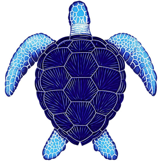 Loggerhead Turtle Blue 15x16 Porcelain Mosaics Pool Tile Ocean Pool Mosaics