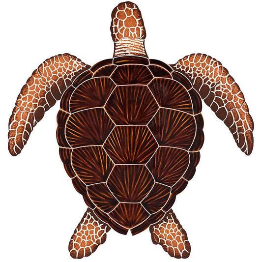 Loggerhead Turtle Brown 15x14 Porcelain Mosaics Pool Tile Ocean Pool Mosaics