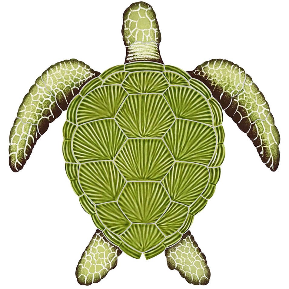 Loggerhead Turtle Green 15x14 Porcelain Mosaics Pool Tile Ocean Pool Mosaics