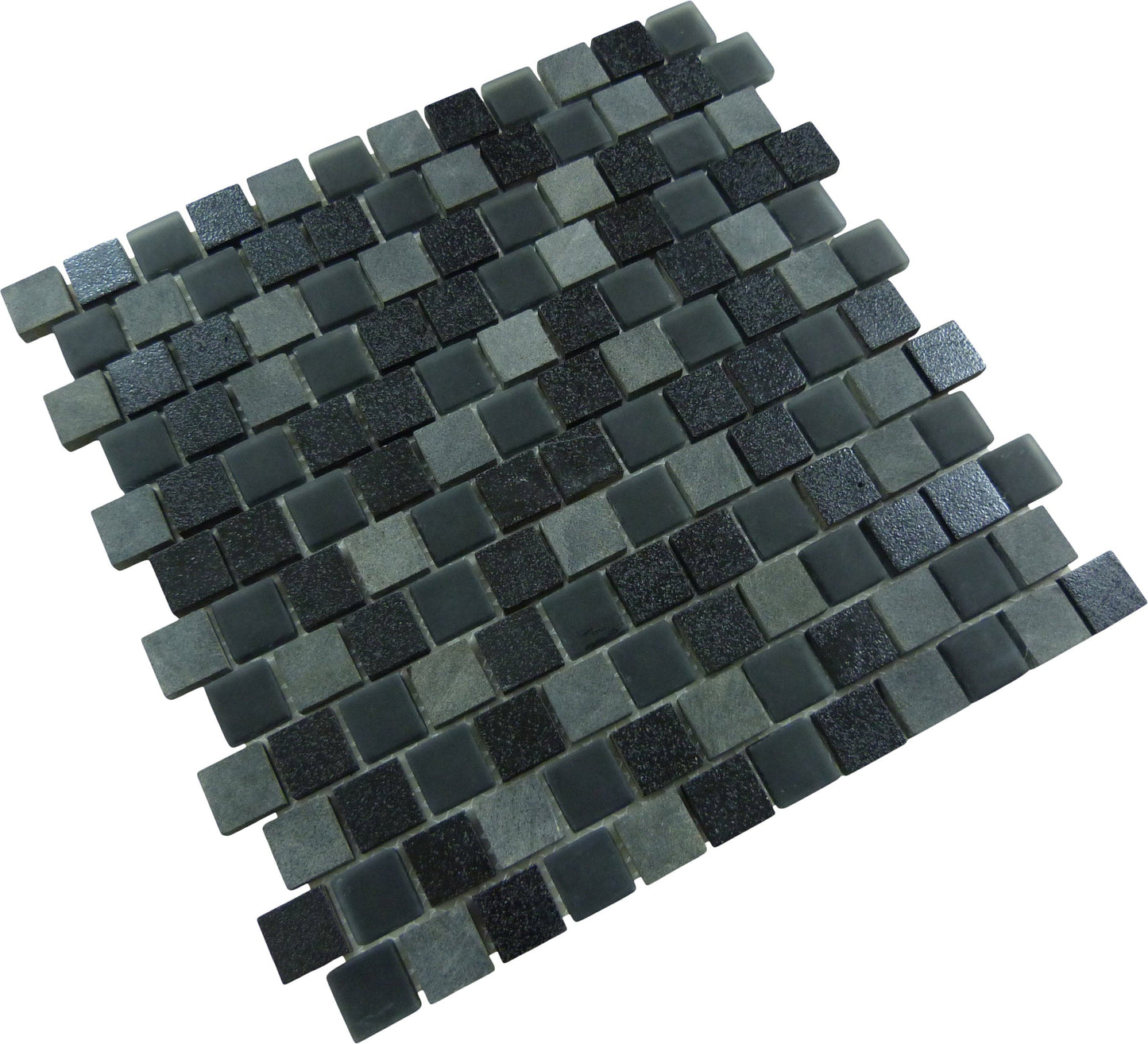 Lunar Black Gray Blend 1x1 Glass and Stone Tile Ocean Pool Mosaics