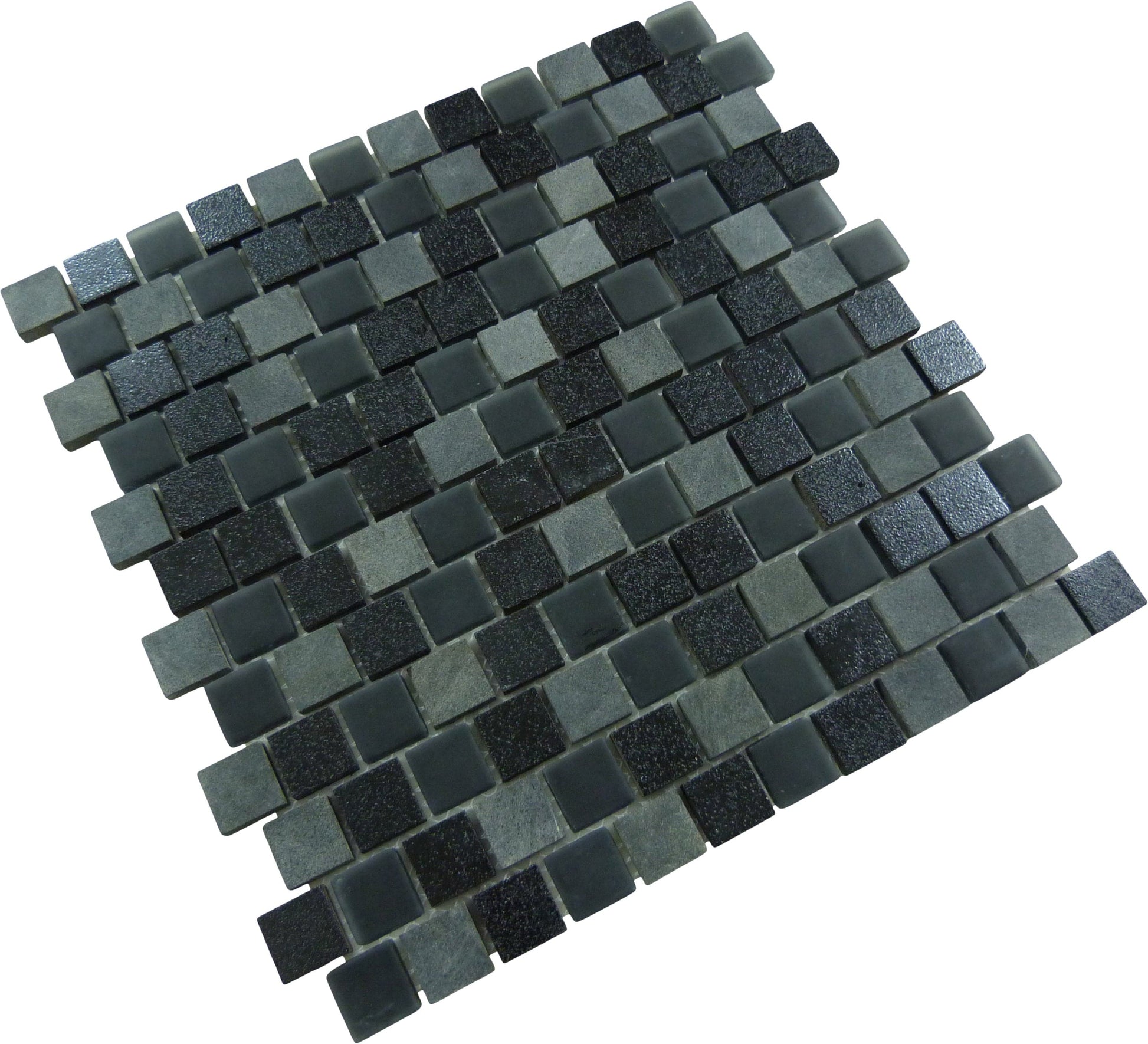 Lunar Black Gray Blend 1x1 Glass and Stone Tile Ocean Pool Mosaics