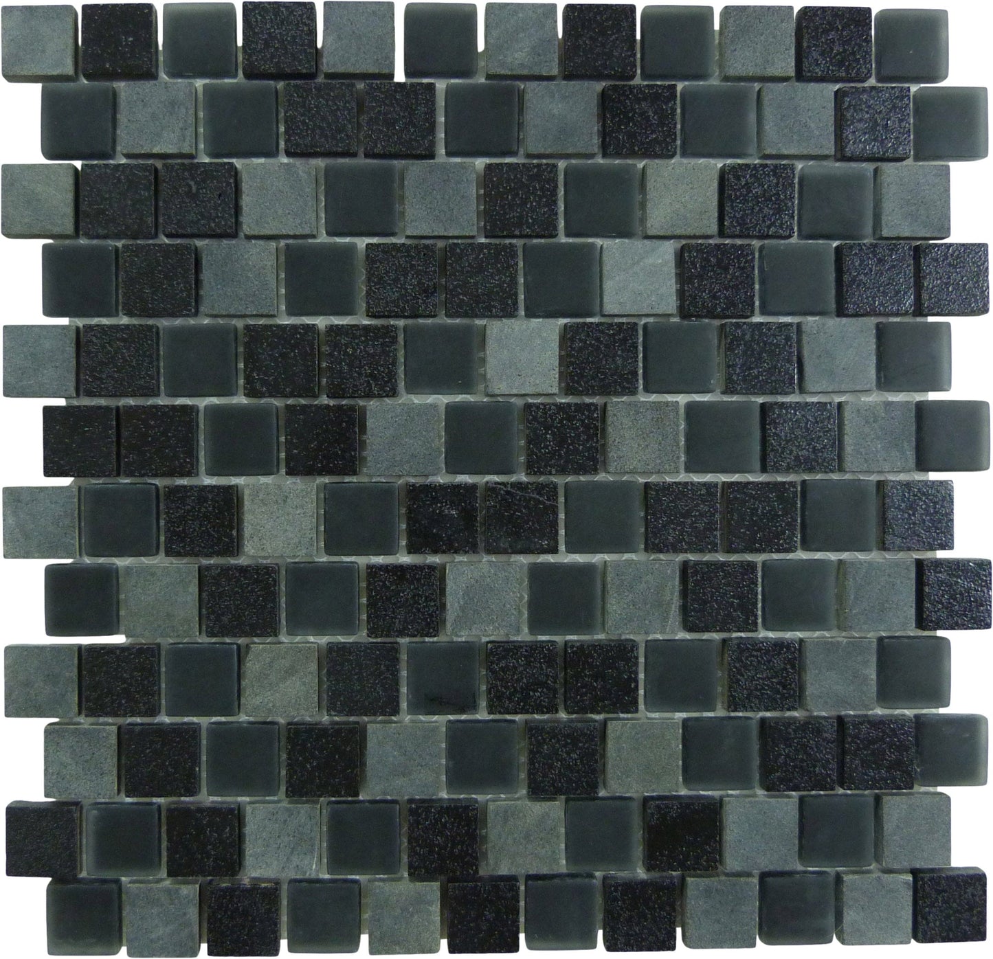 Lunar Black Gray Blend 1x1 Glass and Stone Tile Ocean Pool Mosaics
