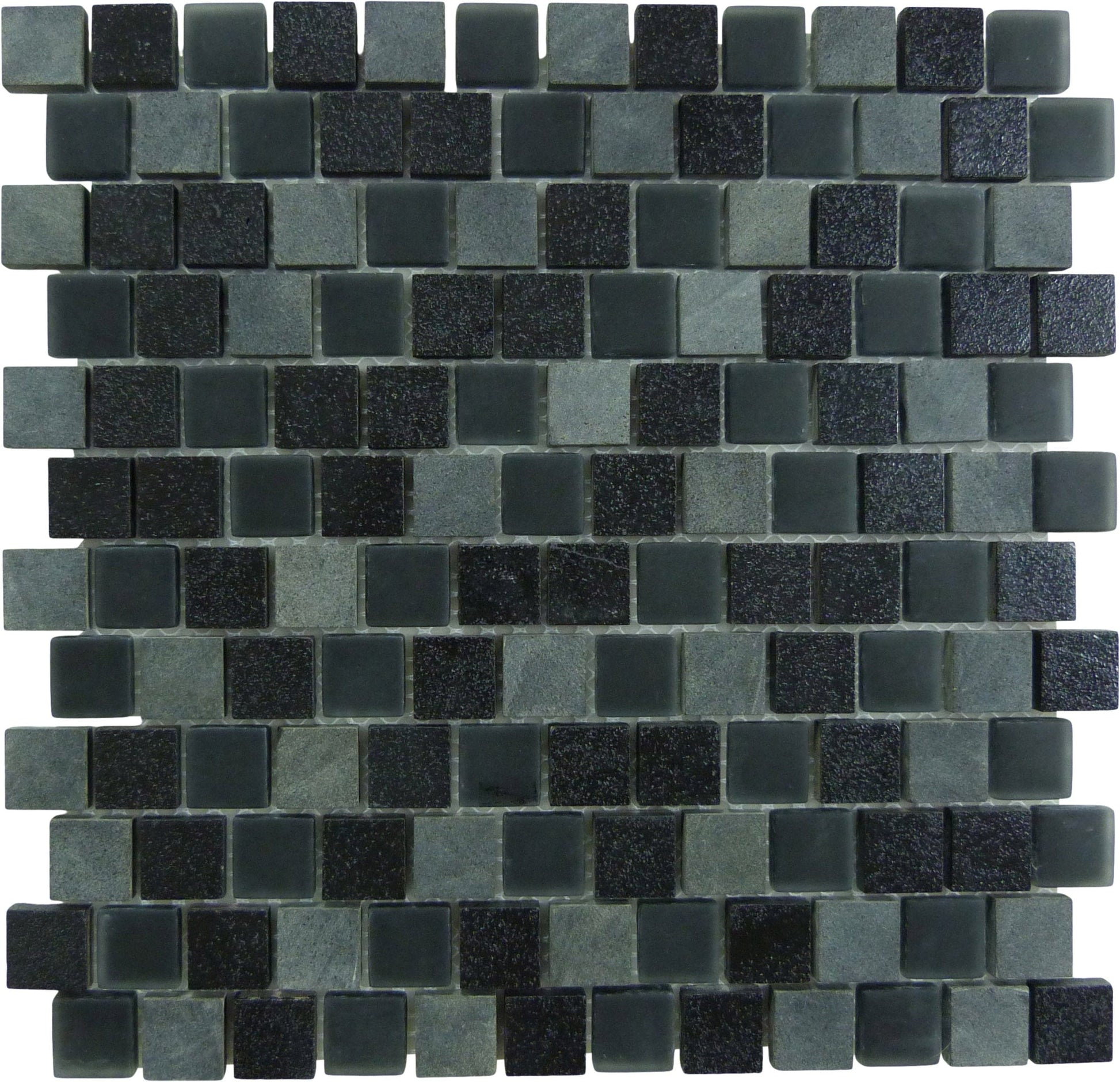 Lunar Black Gray Blend 1x1 Glass and Stone Tile Ocean Pool Mosaics
