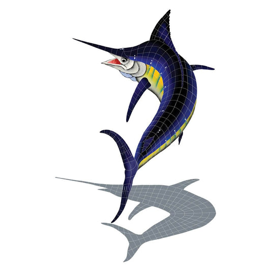 Marlin with Shadow 92x56 Porcelain Mosaics Pool Tile Ocean Pool Mosaics