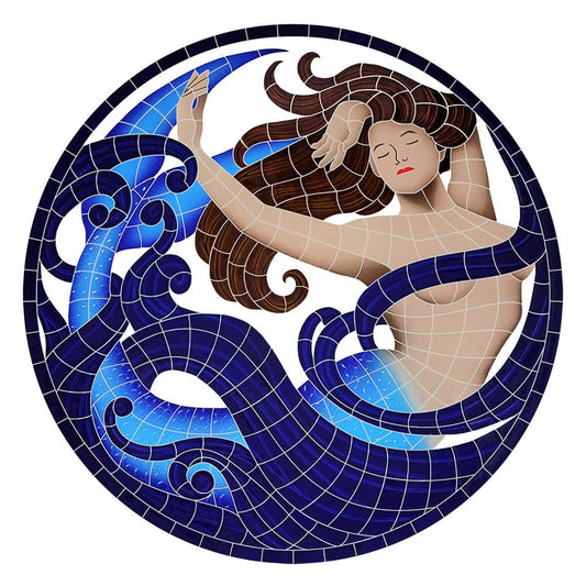 Mermaid Medallion 42x42 Porcelain Mosaics Pool Tile Ocean Pool Mosaics