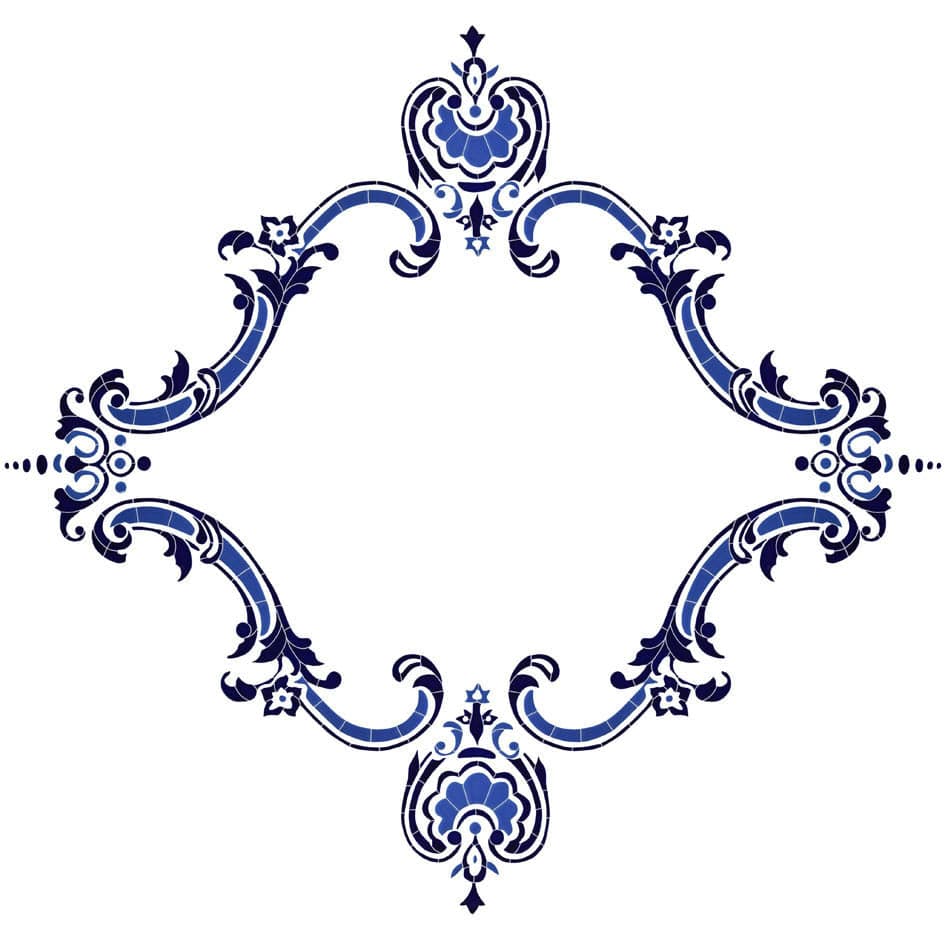 Monogram Medallion 56x60 Porcelain Mosaics Pool Tile Ocean Pool Mosaics