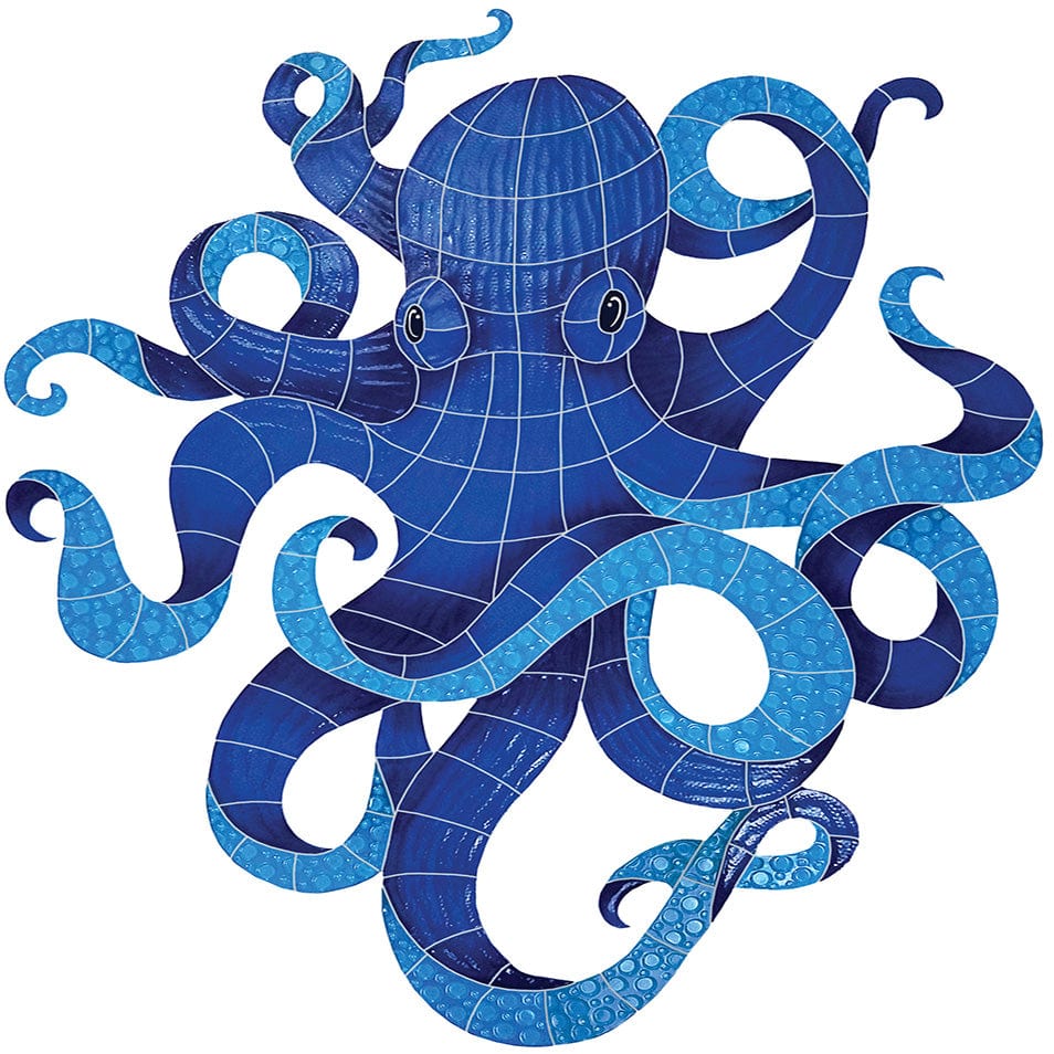 Octopus Blue 36x29 Porcelain Mosaics Pool Tile Ocean Pool Mosaics