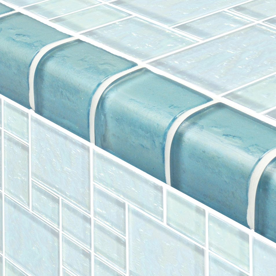 Galaxy Trim Aquamarine 2x2 Glass Tile Ocean Pool Mosaics