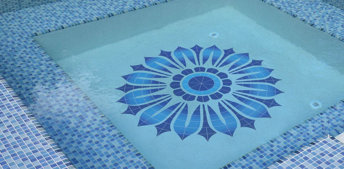 Provincial Medallion 48x48 Porcelain Mosaics Pool Tile Ocean Pool Mosaics