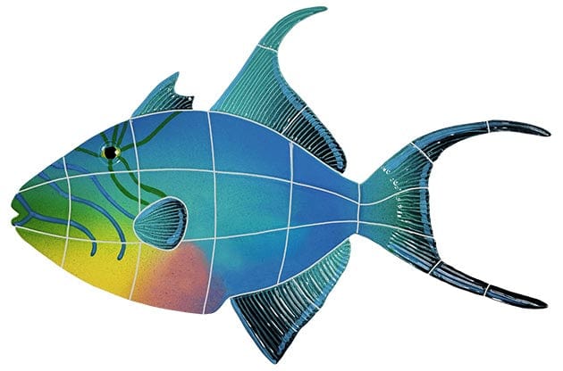 Queen Triggerfish 12x18 Porcelain Mosaics Pool Tile Ocean Pool Mosaics