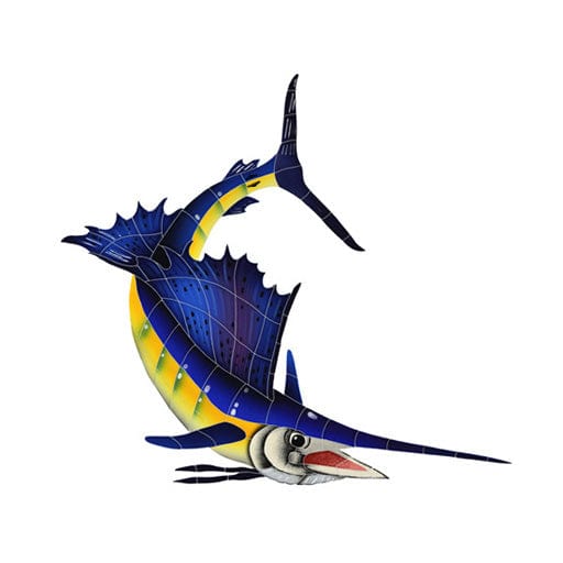 Sailfish Right 27x20 Porcelain Mosaics Pool Tile Ocean Pool Mosaics