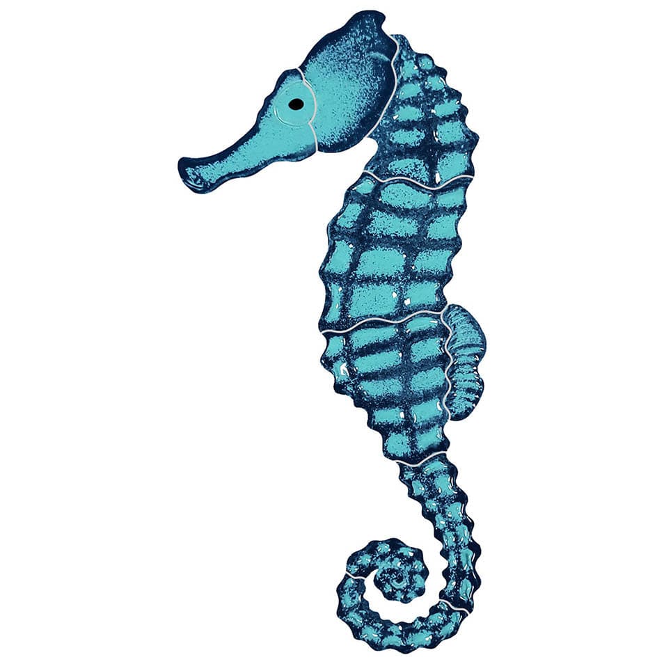 Seahorse Aqua Left 10x5 Porcelain Mosaics Pool Tile Ocean Pool Mosaics