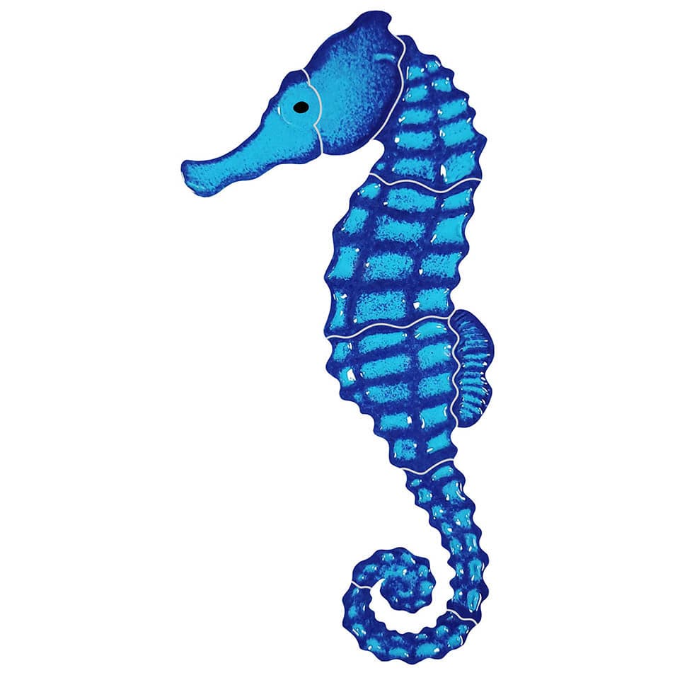 Seahorse Blue Left 10x5 Porcelain Mosaics Pool Tile Ocean Pool Mosaics