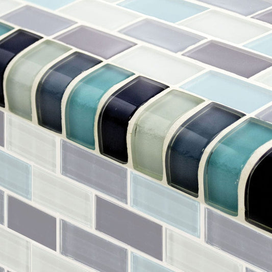 Crystal Trim Aqua Blend Glass Tile Ocean Pool Mosaics
